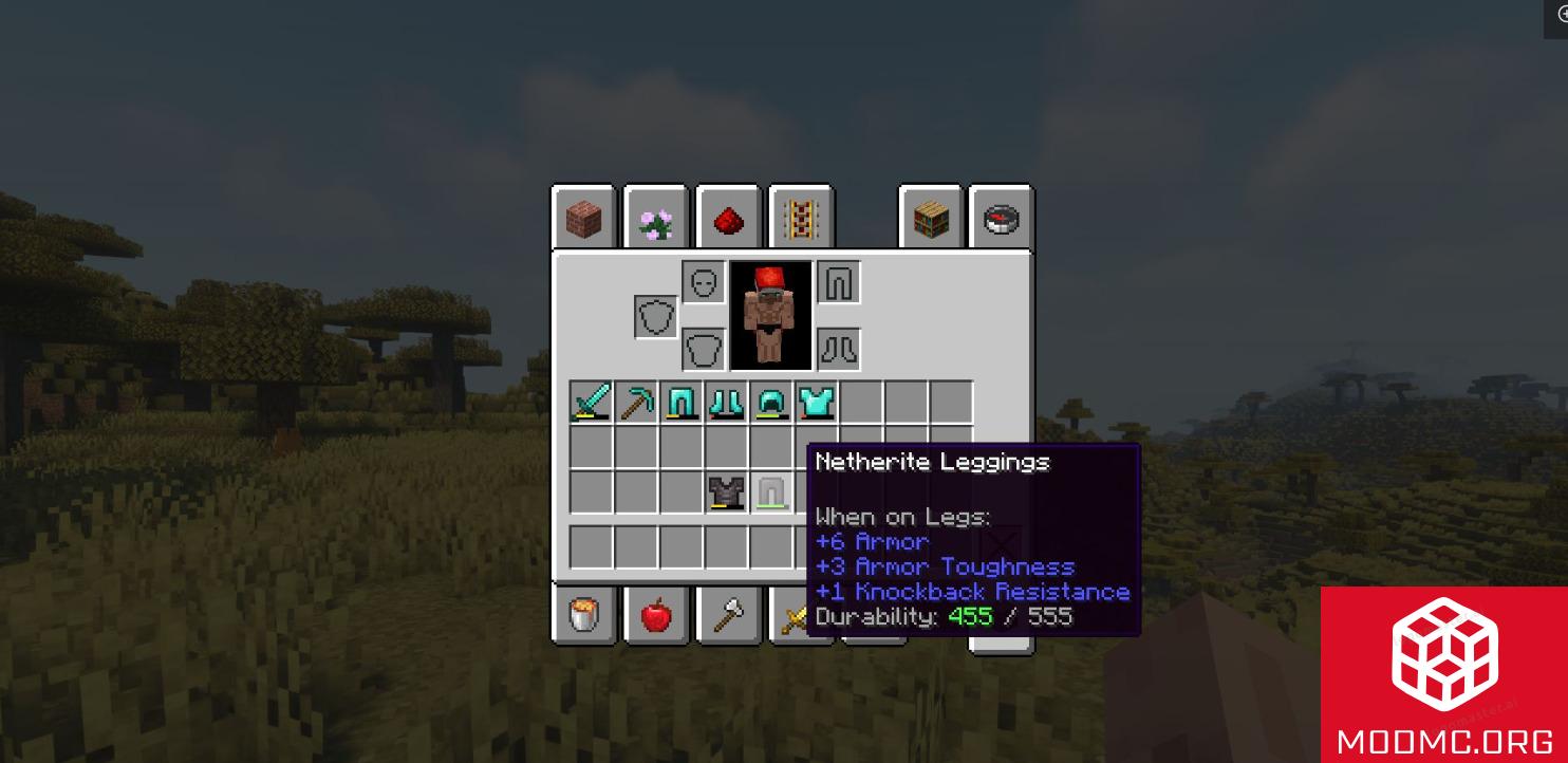 Прочность из Мода Dirability Tooltip в Майнкрафт 1.21.5