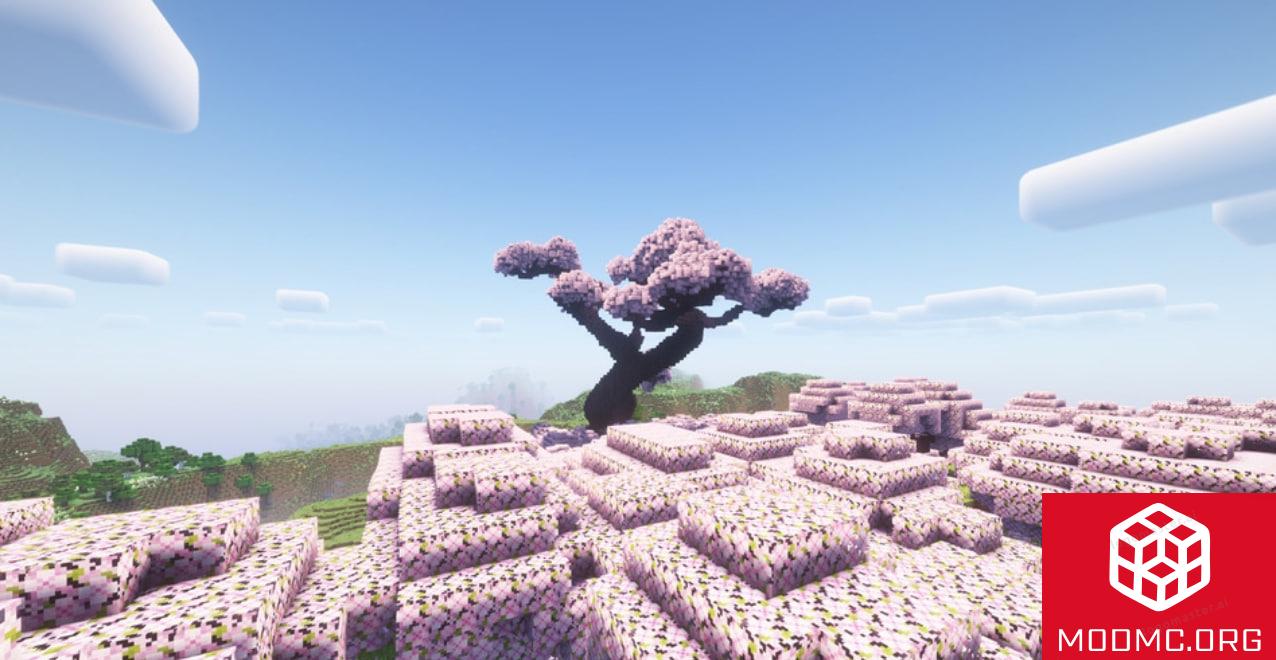 Дерево из Мода Giant Cherry Blossom Bonsai Tree в Майнкрафт