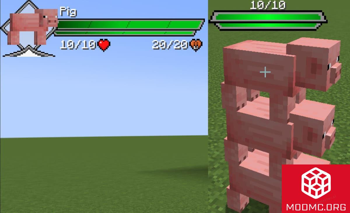 Панель из Мода на Здоровье у Мобов в Майнкрафт